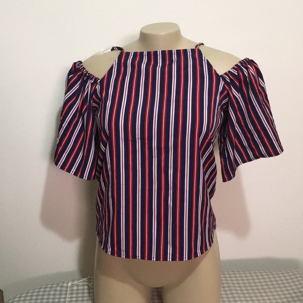 Striped Cold Shoulder XS Top